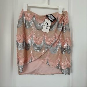 NWT pink sequin tulip skirt